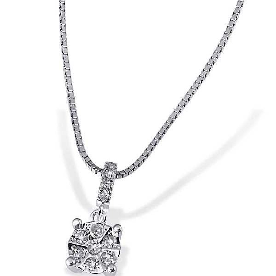 Weisgold Halskette Collier Goldmaid Ct. Zus. Diamanten | P1/H 11 Halsketten | 0,10 585 Juwelierstoresell Glamour