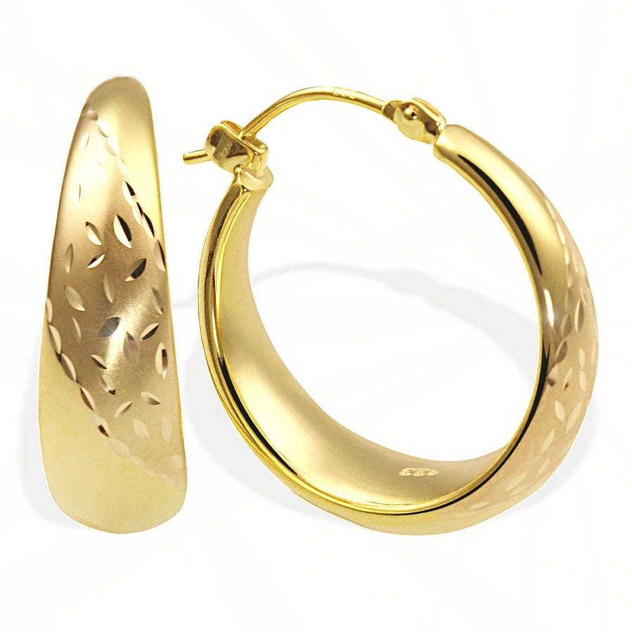 Paar Teilweise Creolen Gelbgold Poliert 333 Ohrringe | Matt Goldmaid Juwelierstoresell Und Ohrringe |