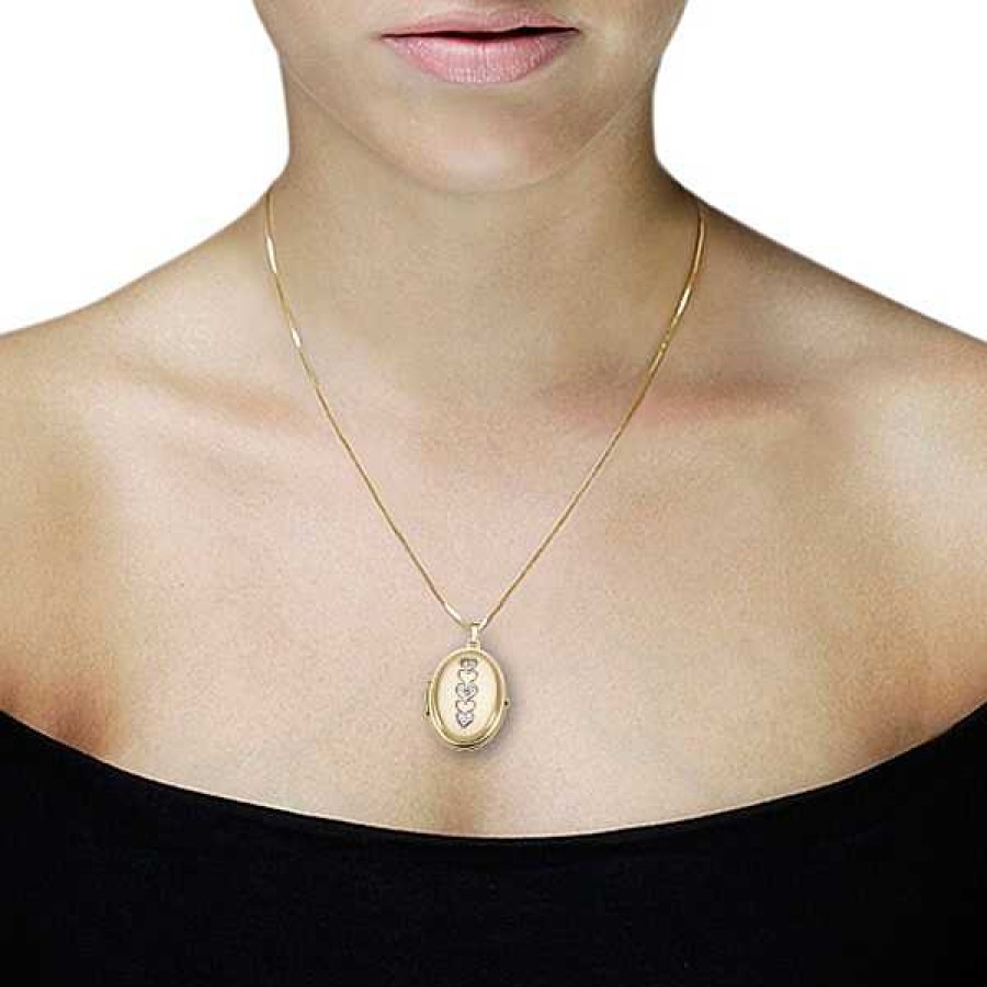 Halsketten Goldmaid | Anhanger Medaillon 333 Gelbgold Mit Weisgold Herzen 1  Diamant 0,01 Ct. | Juwelierstoresell