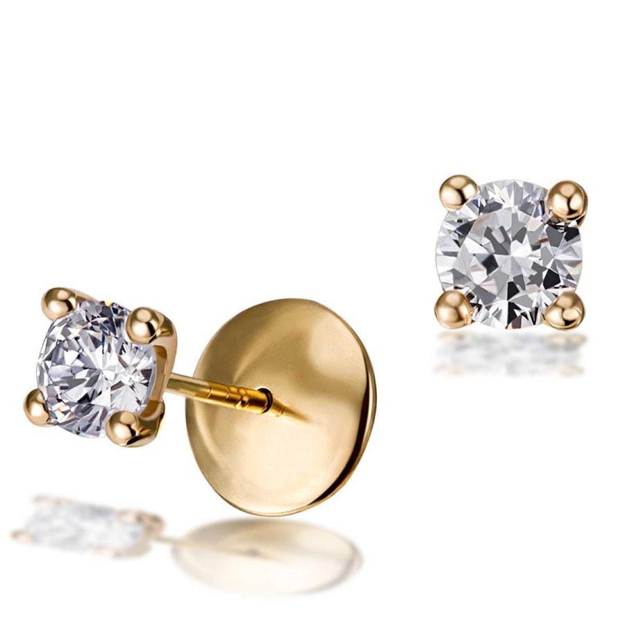 Ohrringe Goldmaid  | Jana Diamant Ohrstecker 750/- Gelbgold Zus. 1,00Ct. Lupenrein O. Si - Expertise Igi, Gia, Hrd