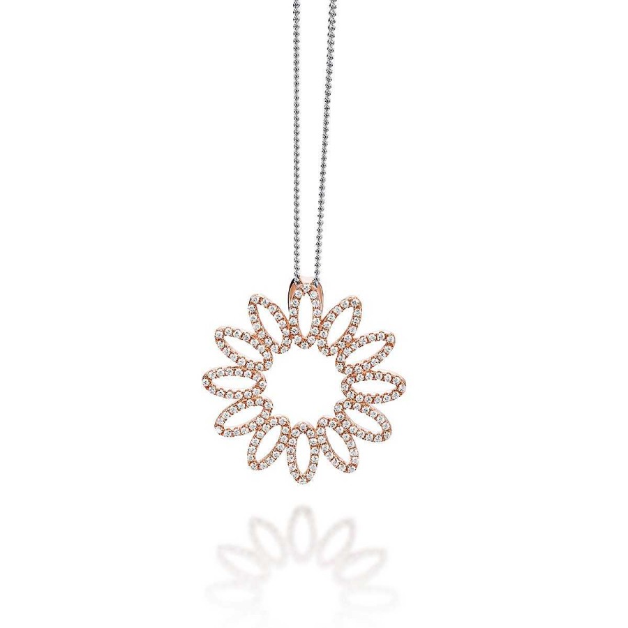 | Juwelierstoresell Vergoldet Halsketten Teilweise 168 Zirkonia Blume Collier Sterlingsilber Goldmaid | Rot 925