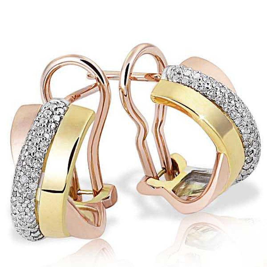 80 375 Paar Diamanten Pavee | Goldmaid Creolen | Zus. Juwelierstoresell Ct. Tricolor Ohrringe Gold 0,31 P1/H