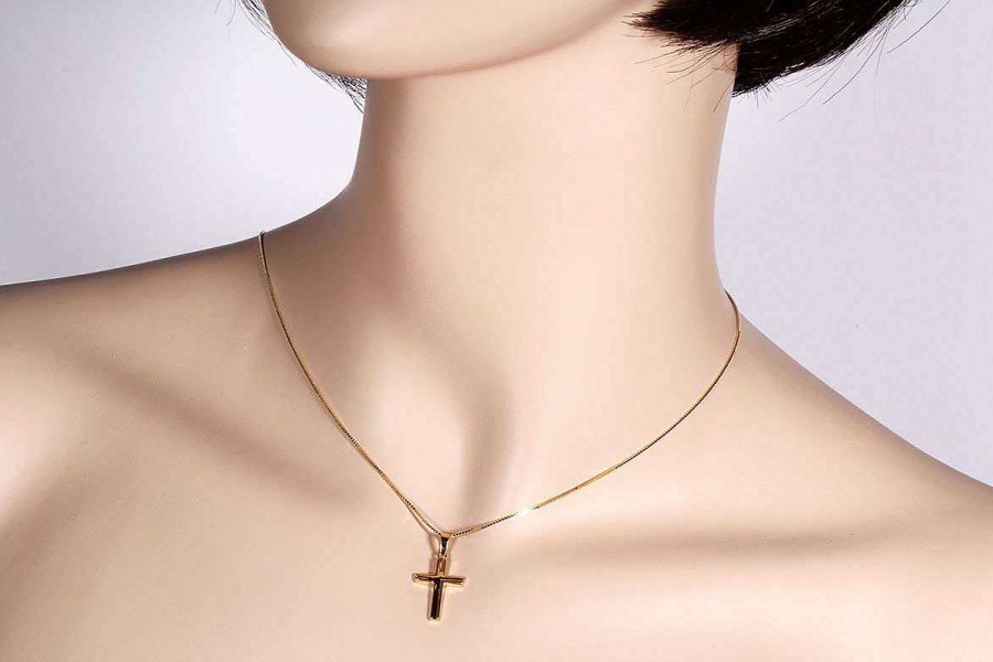 Halsketten Goldmaid | Anhanger Kreuz Gelbgold 585 Oberflache Teilweise  Gesandet | Juwelierstoresell